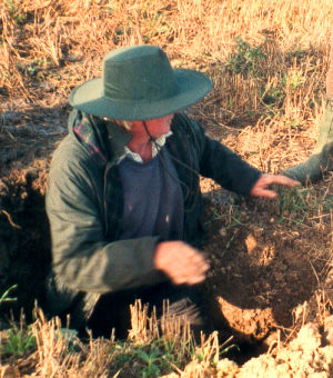 David prepares the actual buriel site.